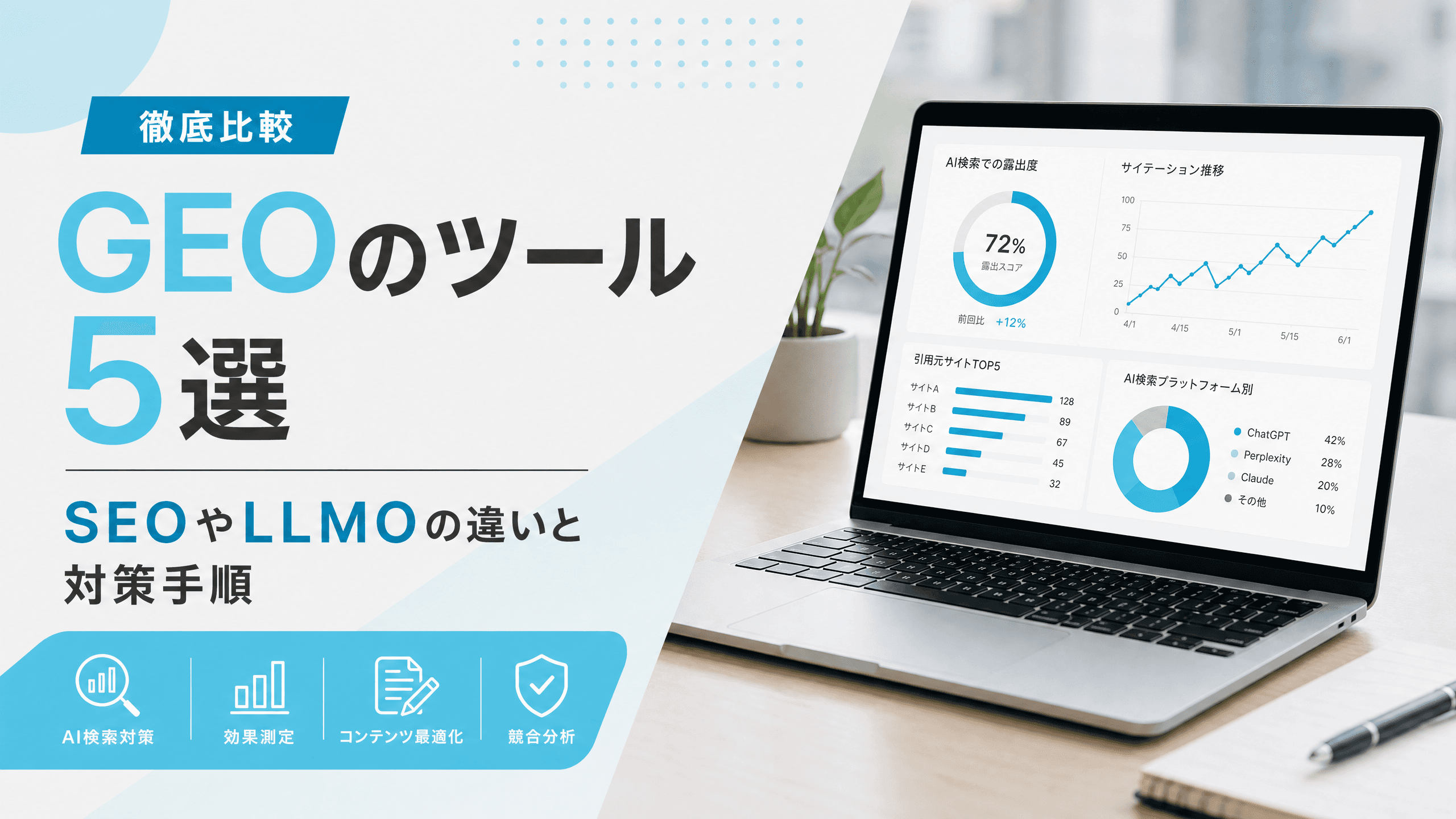GEOのツール5選・SEOやLLMOの違いと対策手順【徹底比較】